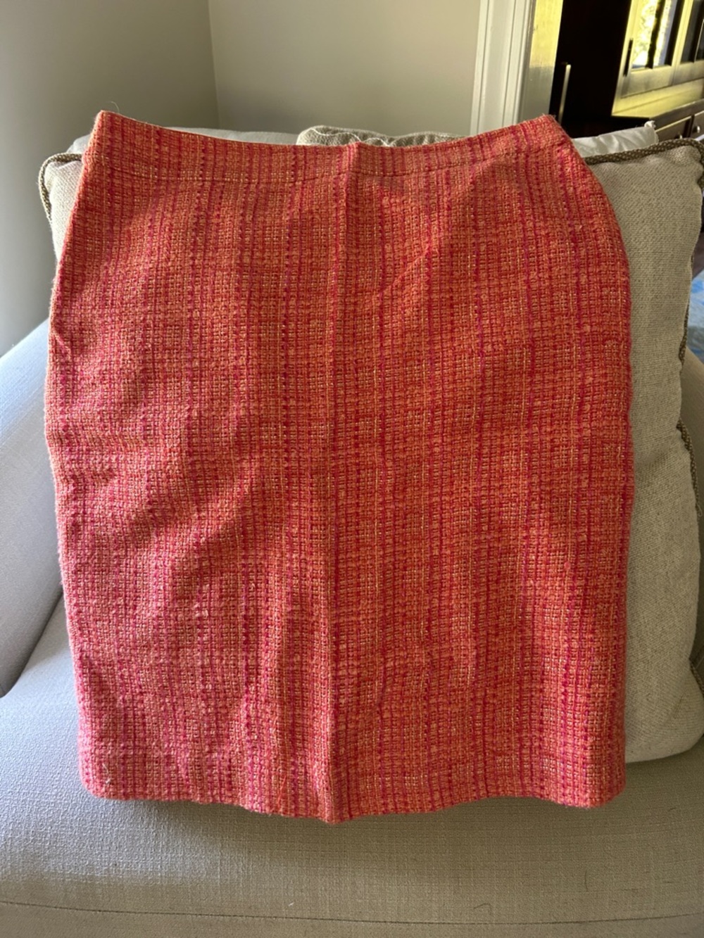 J. Crew Coral-pink Tweed Textured No 2 Pencil Skirt
